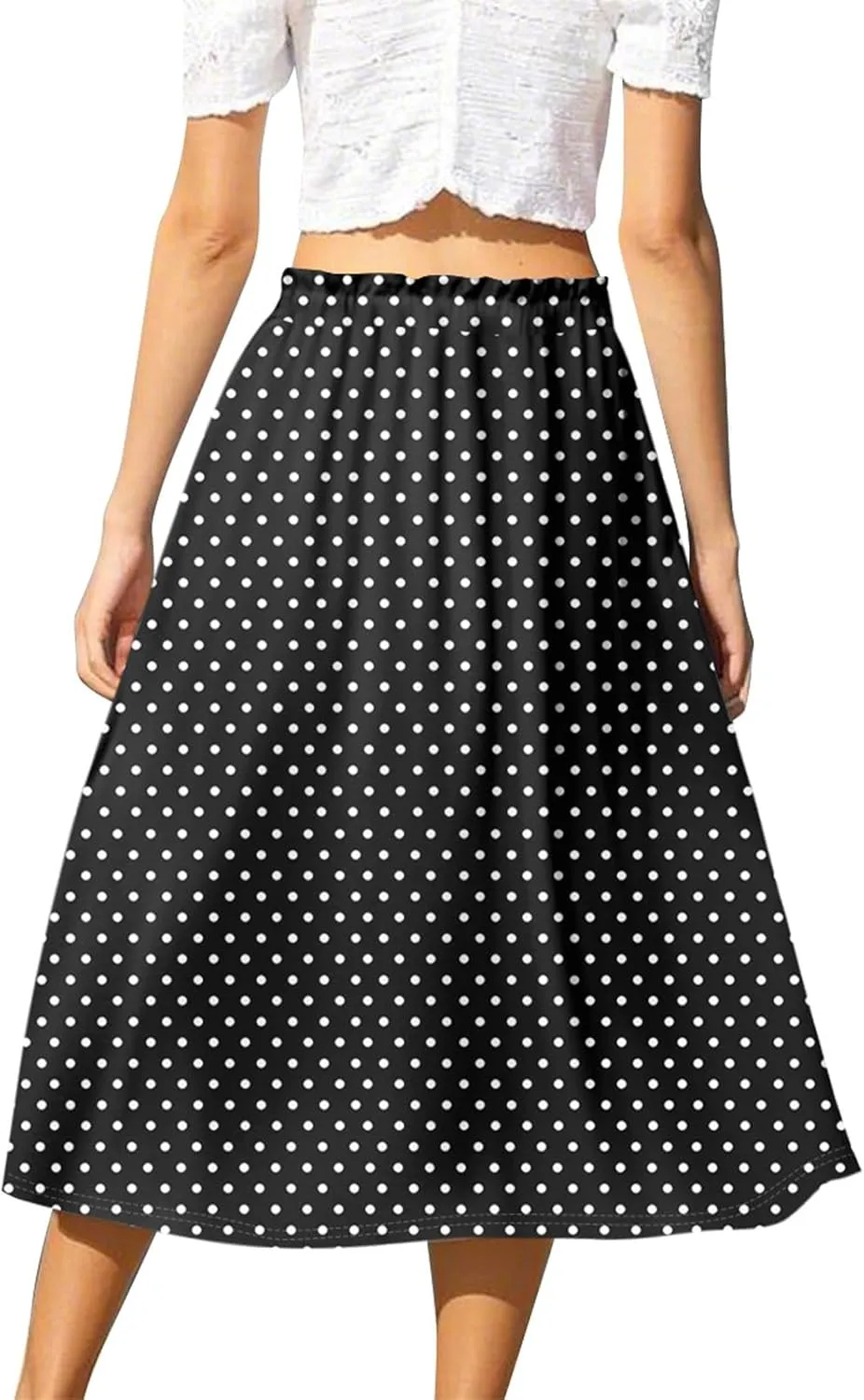ADHOWBEW Long Skirts for Women Summer Smocked Flowy Sexy Floral Print Casual Cotton Bohemian High Waist Skirts