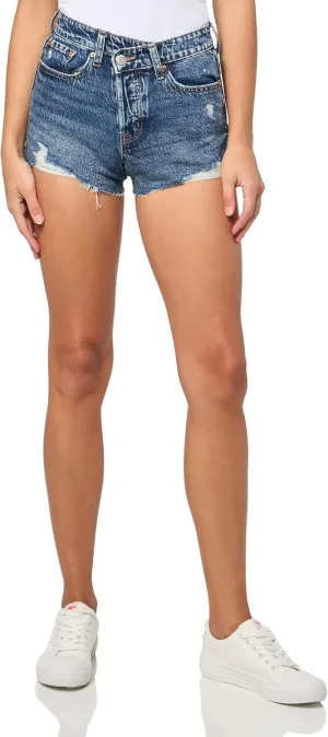 AEROPOSTALE Women's Vintage High-Rise Denim Shorty Shorts
