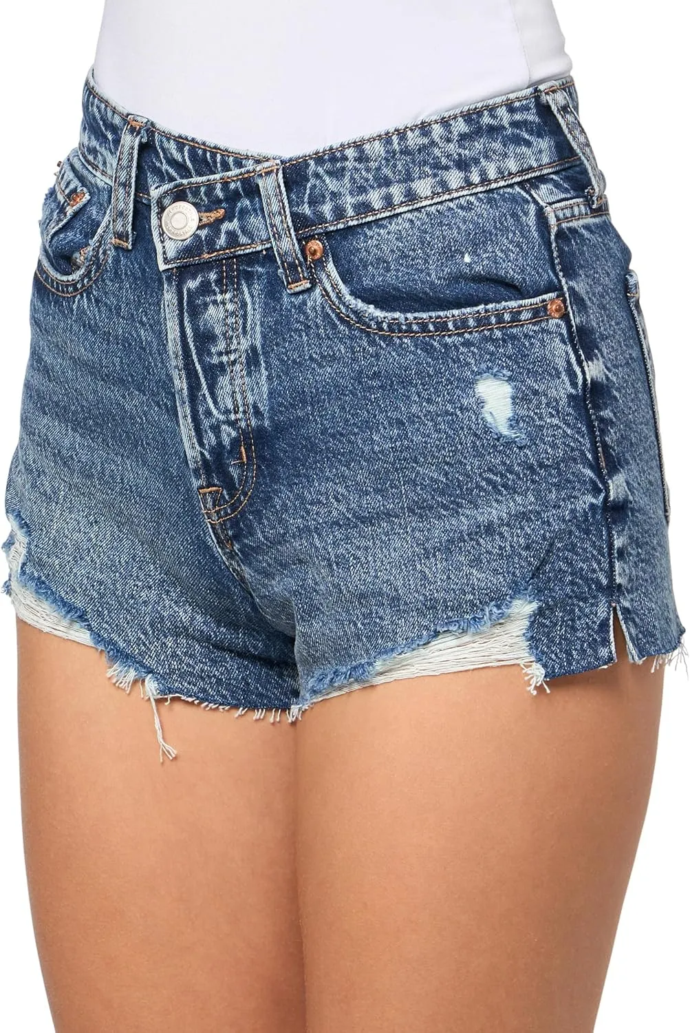AEROPOSTALE Women's Vintage High-Rise Denim Shorty Shorts