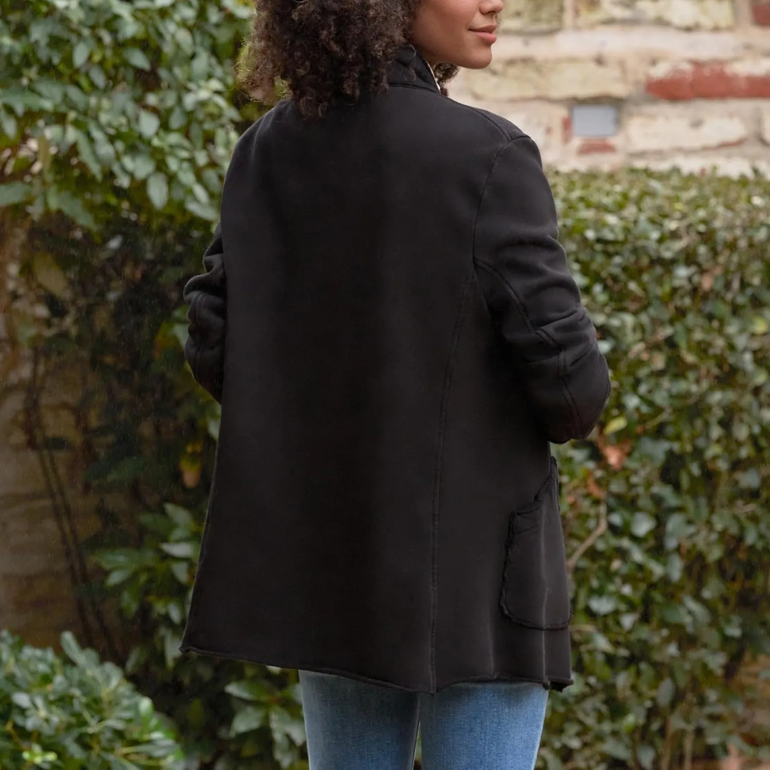 Ainangua Classic Trench Coats for Women Double Breasted Belfast Fleece Peacoat Jackets Essentials Fall Winter Coat