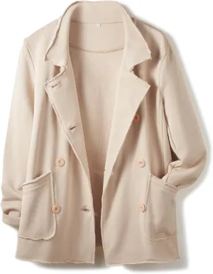 Ainangua Classic Trench Coats for Women Double Breasted Belfast Fleece Peacoat Jackets Essentials Fall Winter Coat