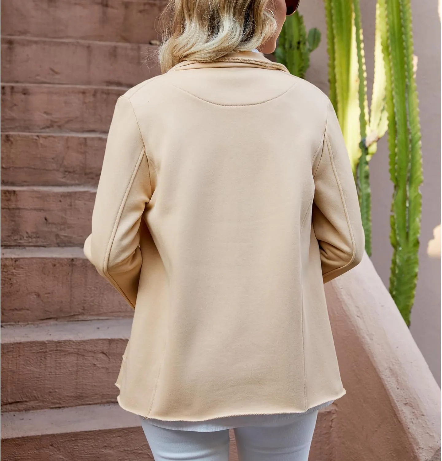 Ainangua Classic Trench Coats for Women Double Breasted Belfast Fleece Peacoat Jackets Essentials Fall Winter Coat