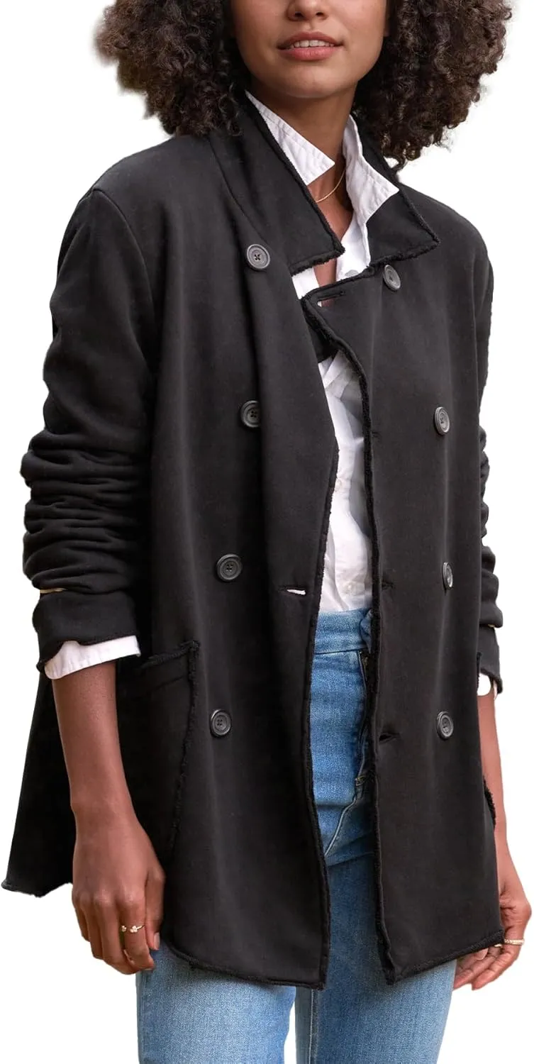 Ainangua Classic Trench Coats for Women Double Breasted Belfast Fleece Peacoat Jackets Essentials Fall Winter Coat