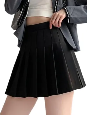 ALCEA ROSEA Womens Pleated Mini Skirts High Waisted A-Line Skirts for Skater Tennis School Cheerleader Short Skirts 7859