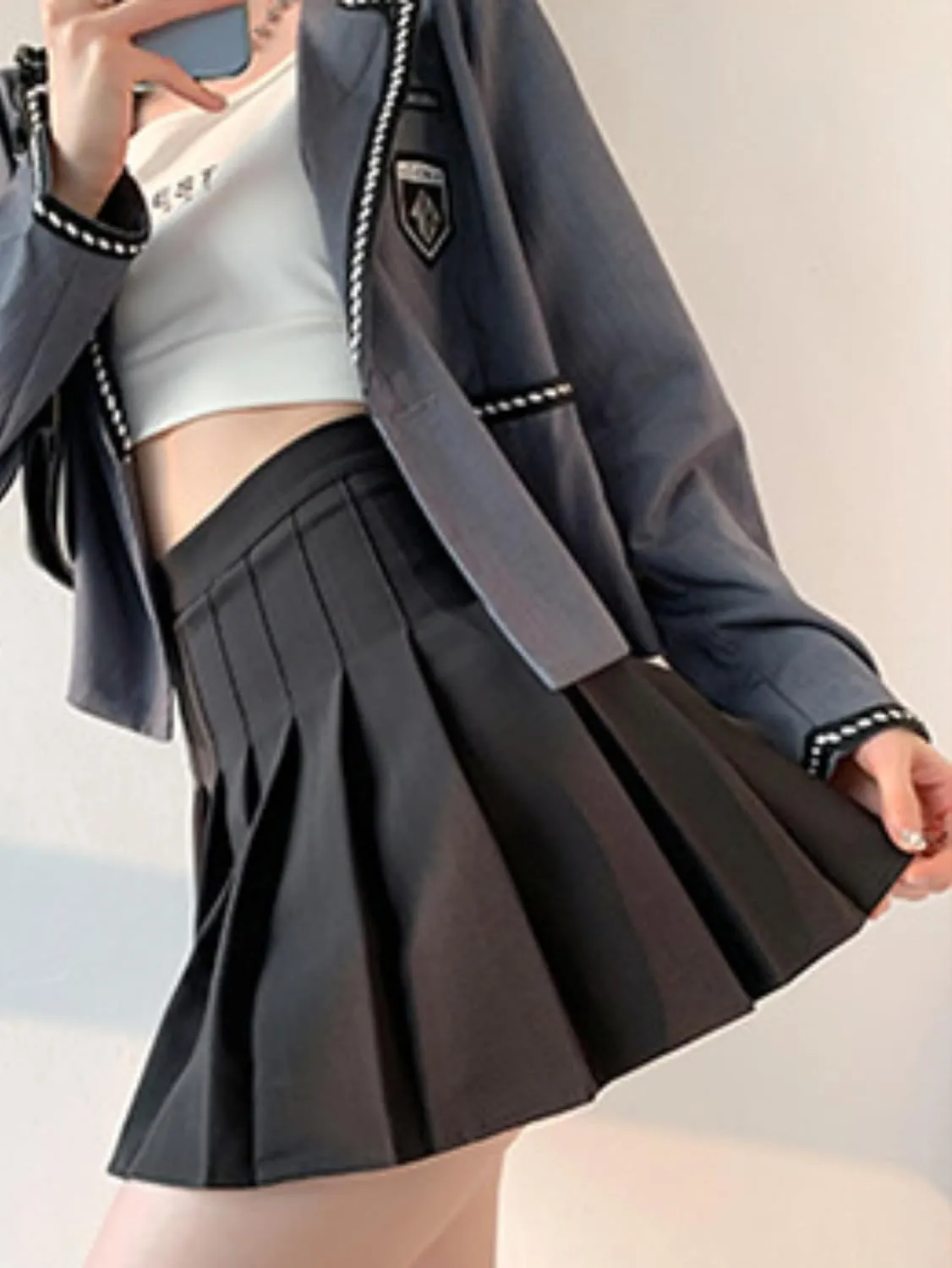 ALCEA ROSEA Womens Pleated Mini Skirts High Waisted A-Line Skirts for Skater Tennis School Cheerleader Short Skirts 7859