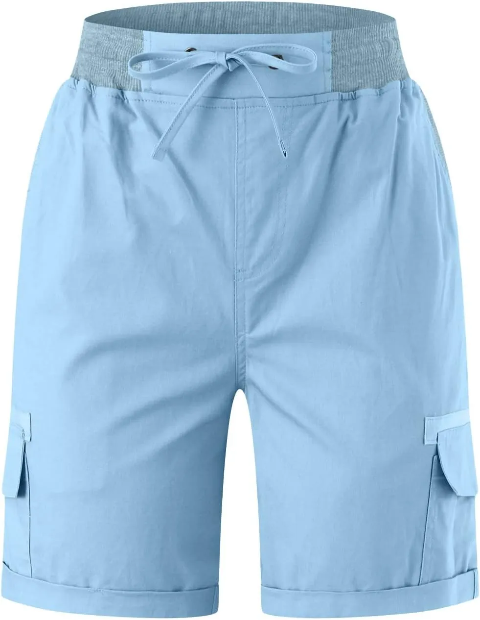 AMDBEL Womens Bermuda Shorts Plus Size Summer Sweat Shorts with Deep Pockets Cotton Shorts for Women Gym Workout