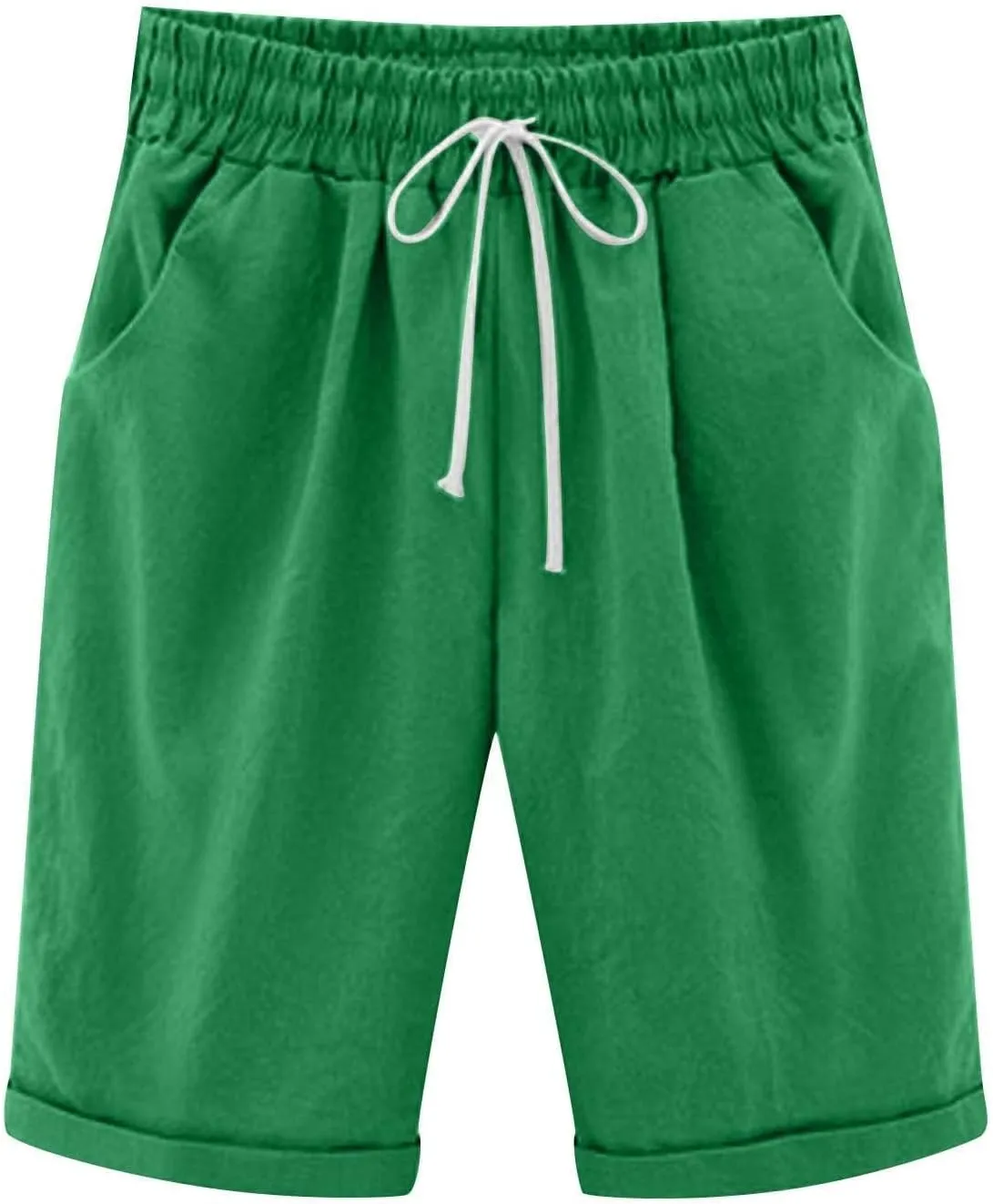 AMDBEL Womens Bermuda Shorts Plus Size Summer Sweat Shorts with Deep Pockets Cotton Shorts for Women Gym Workout