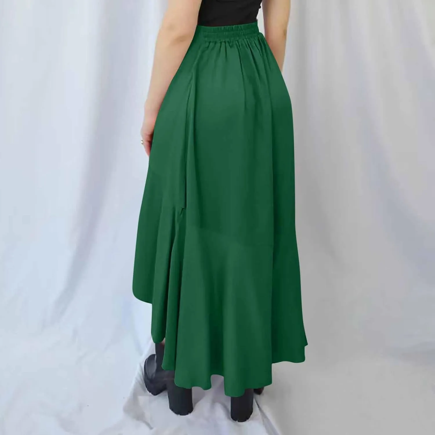 Asymmetrical Ruffle Hem Skirt for Women Summer Elegant Flowy High Low Skorts Casual Loose Flowy Beach A-Line Skirts