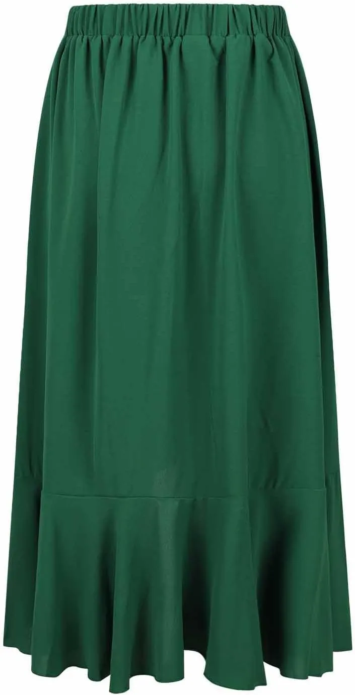 Asymmetrical Ruffle Hem Skirt for Women Summer Elegant Flowy High Low Skorts Casual Loose Flowy Beach A-Line Skirts