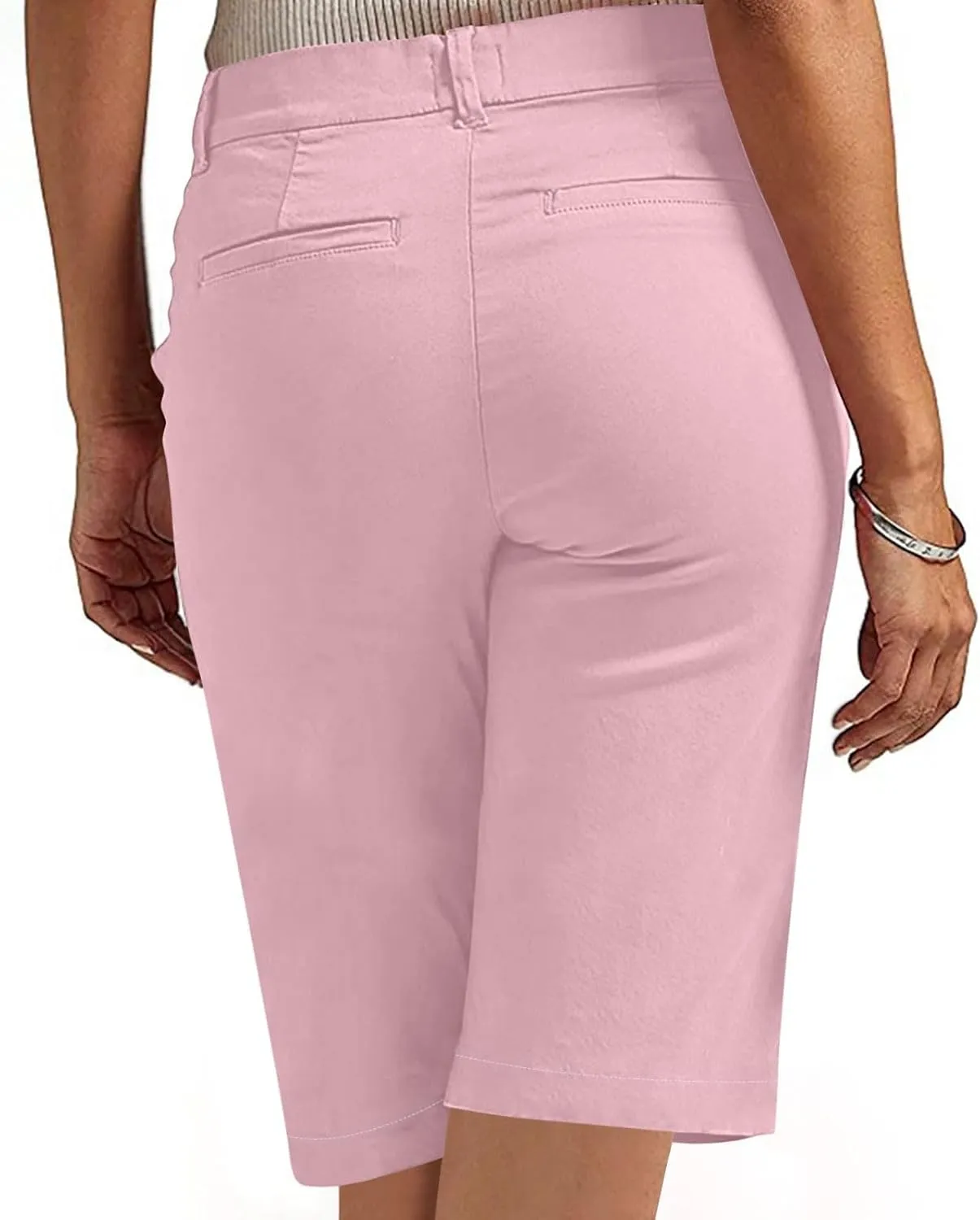 Bermuda Shorts for Women Knee Length Casual High Waisted Chino Shorts with Pockets 2025 Work Comfy Straight Leg Outfits