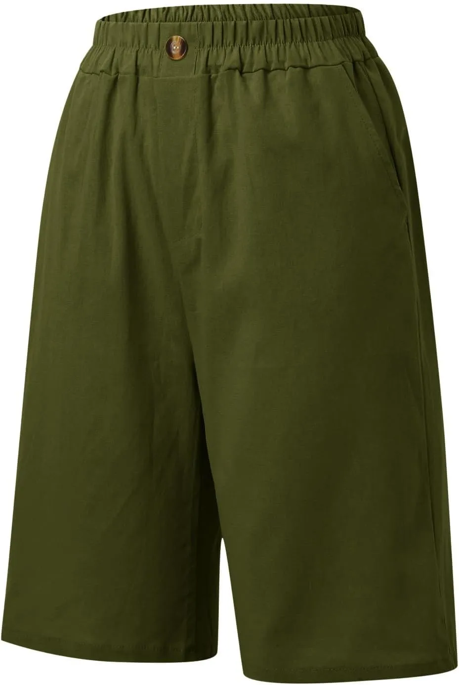 Bermuda Shorts for Women Knee Length Plus Size Linen Summer Long Shorts Casual Loose High Waisted Short with Pockets