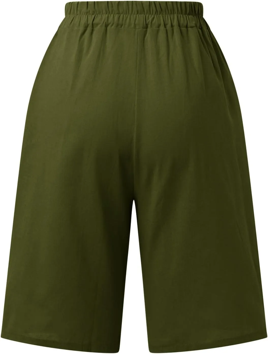 Bermuda Shorts for Women Knee Length Plus Size Linen Summer Long Shorts Casual Loose High Waisted Short with Pockets