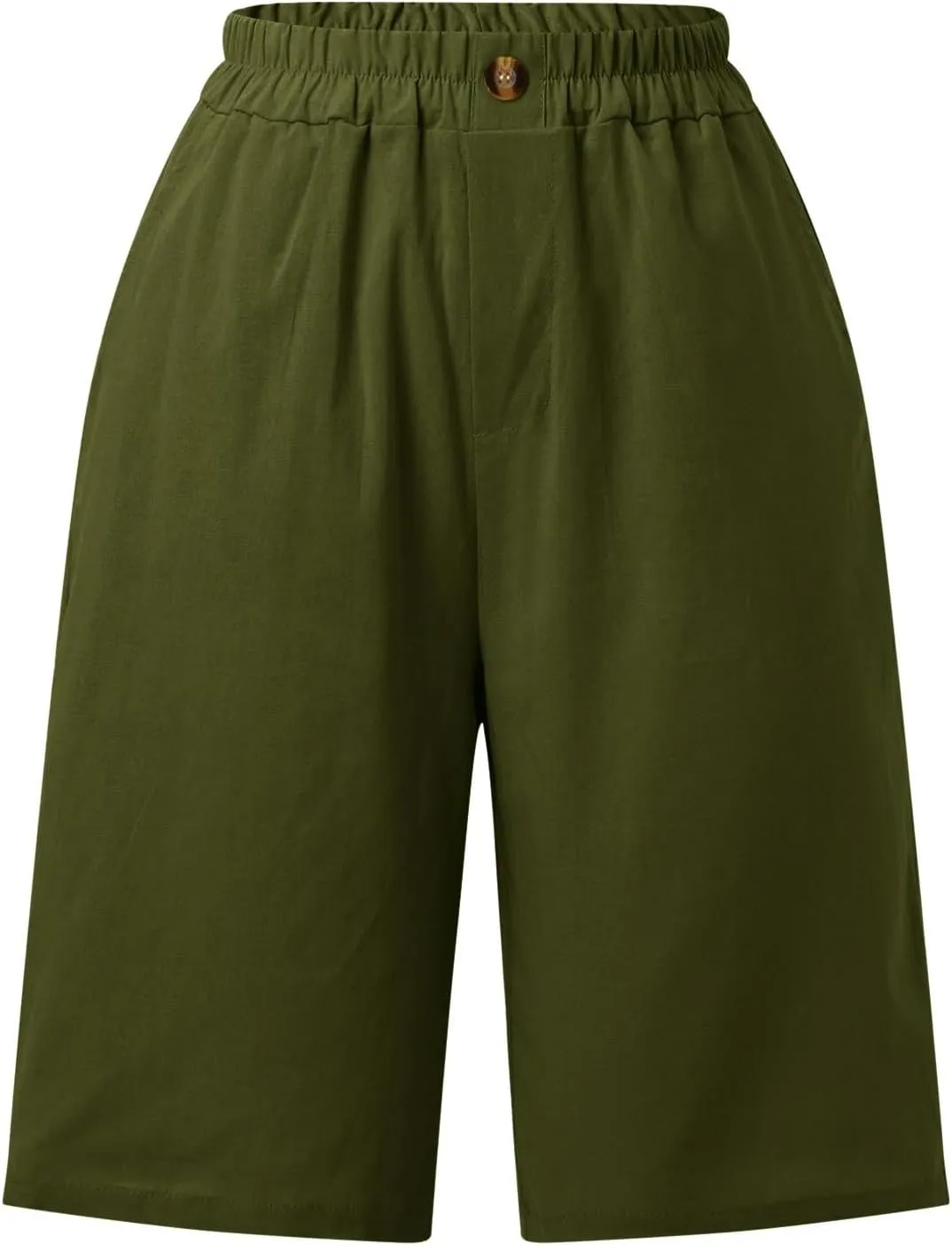 Bermuda Shorts for Women Knee Length Plus Size Linen Summer Long Shorts Casual Loose High Waisted Short with Pockets