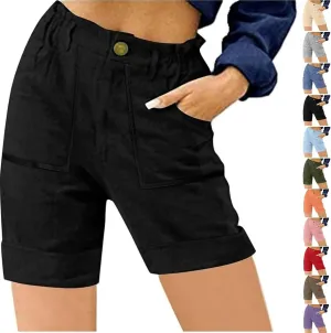 Bermuda Shorts for Women,Summer Casual High Waisted Knee Length Shorts with Pockets Trendy 2025 Vacation Clothes