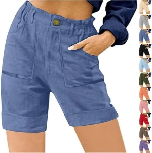 Bermuda Shorts for Women,Summer Casual High Waisted Knee Length Shorts with Pockets Trendy 2025 Vacation Clothes