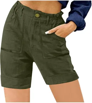 Bermuda Shorts for Women,Summer Casual High Waisted Knee Length Shorts with Pockets Trendy 2025 Vacation Clothes