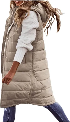 Black Puffer Vest Women Jacket Hooded Windproof Winter Coat with Recycled Insulation Winter Slim Short Hooded Warm