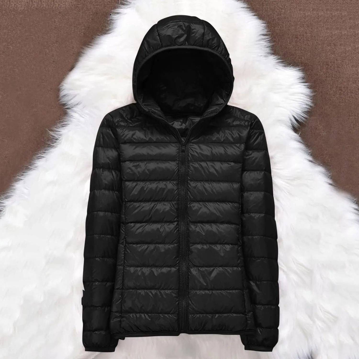 Black Puffer Vest Women Jacket Hooded Windproof Winter Coat with Recycled Insulation Winter Slim Short Hooded Warm