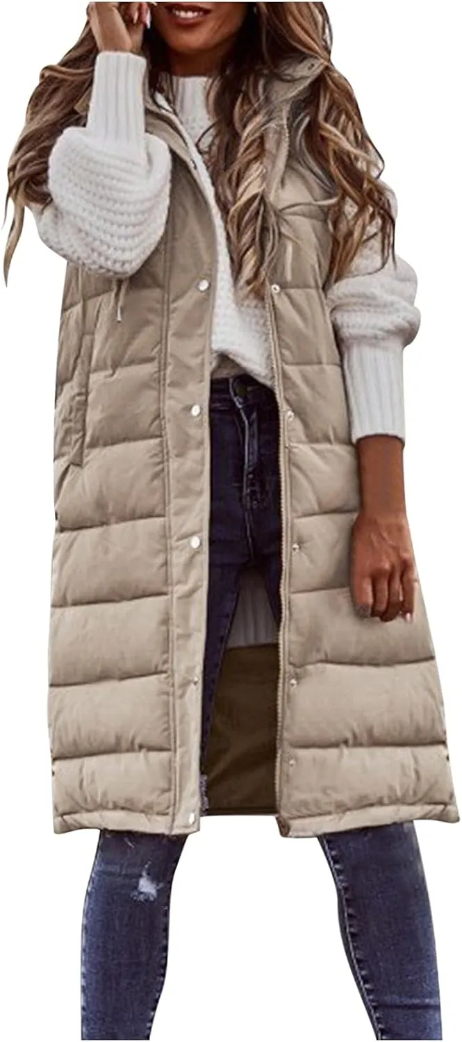 Black Puffer Vest Women Jacket Hooded Windproof Winter Coat with Recycled Insulation Winter Slim Short Hooded Warm