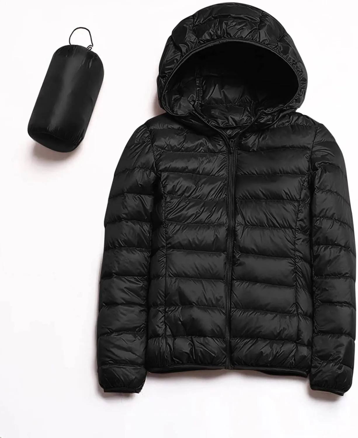 Black Puffer Vest Women Jacket Hooded Windproof Winter Coat with Recycled Insulation Winter Slim Short Hooded Warm