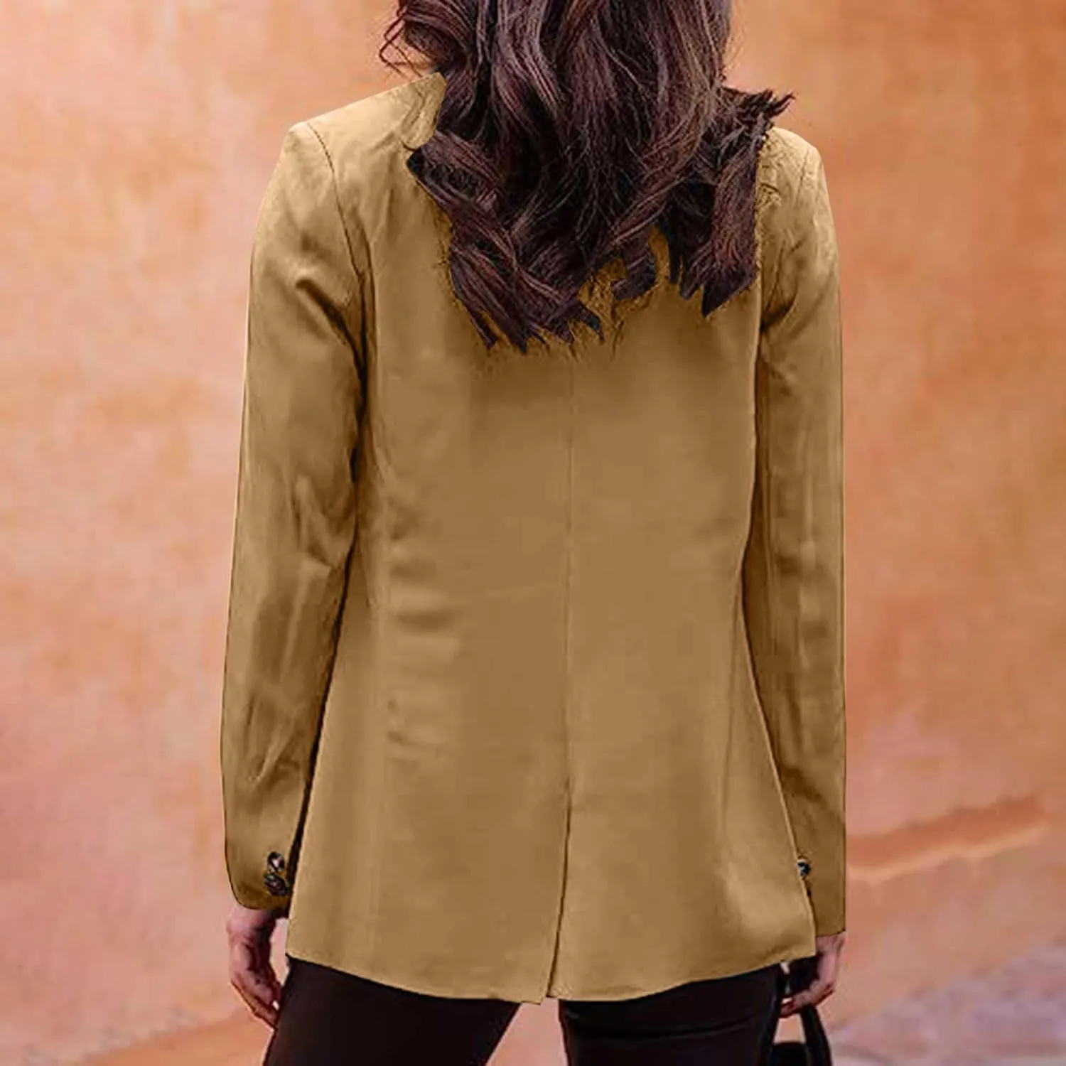 Blazer for Women Long Sleeve Lapel Open Front Business Casual Workwear Coat Solid Trendy Office Work Tailored Jackets