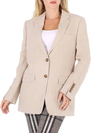 BURBERRY Ladies Loulou Oatmeal Single-Breasted Tailored Jacket, Brand Size 6 (US Size 4)
