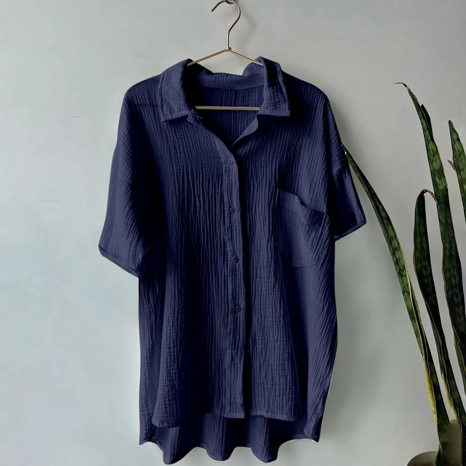 Canbebig 2 Piece Sets for Women Summer Cotton Linen Lounge Set Oversized Shirts and Shorts Tracksuits Loungewear with Pockets