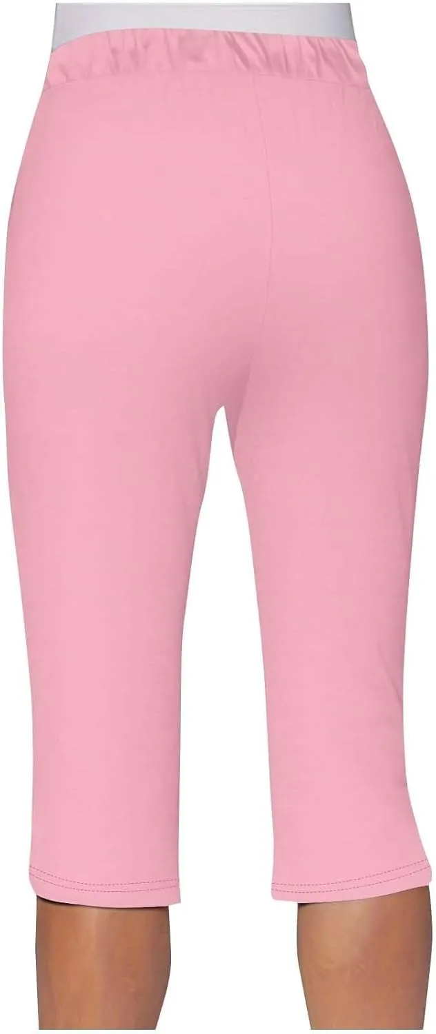 Capri Pants for Women Summer Lightweight Drawstring Elastic Waist Workout Split Hem Stretch Comfy Gym Yoga Shorts