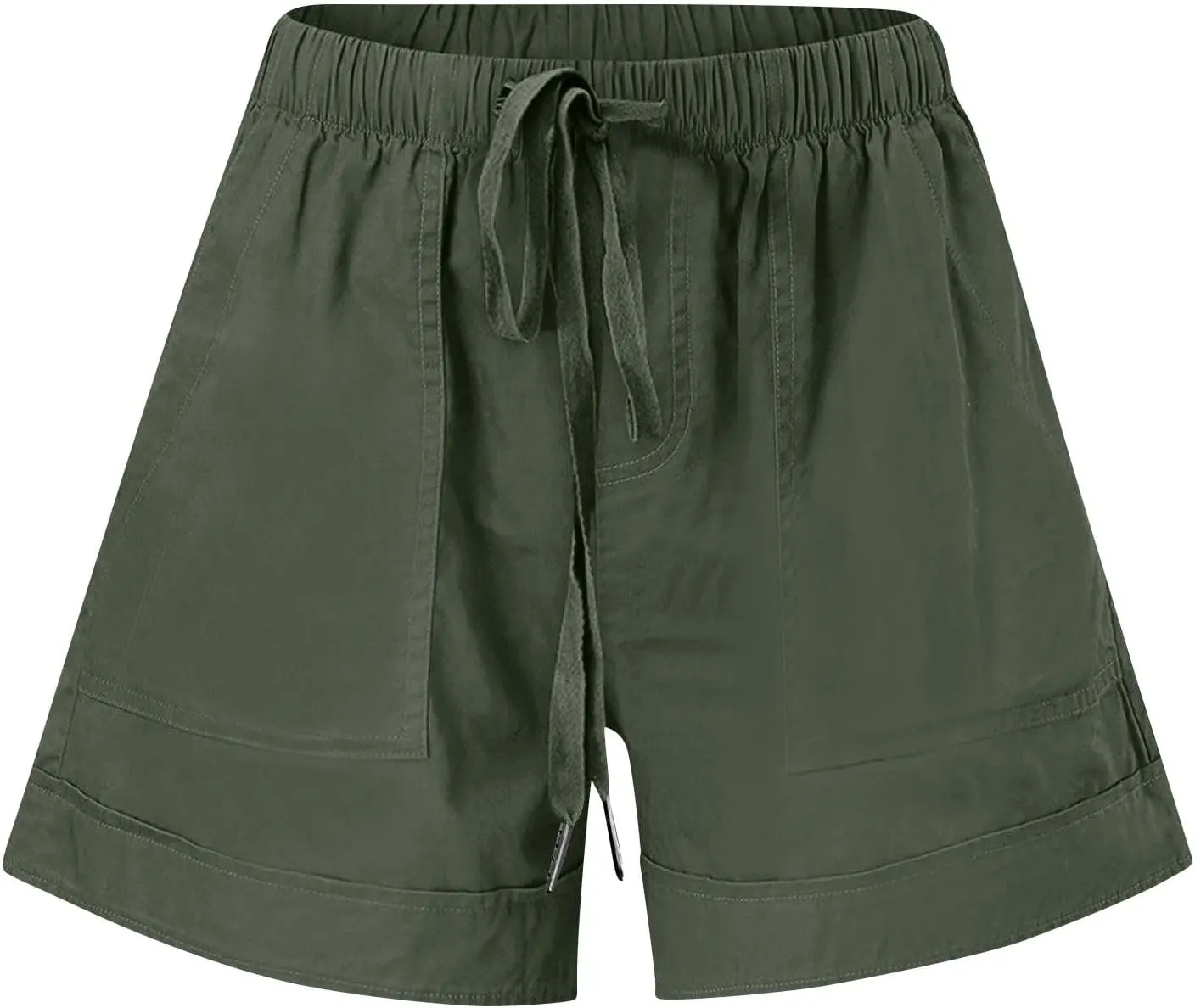Casual Shorts for Women Trendy Drawstring Elastic Waist Cotton Shorts with Pockets Loose Fit Beach Summer Outfits