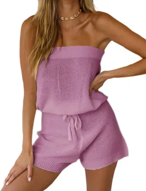 Chang Yun Womens Summer Jumpsuits Casual Loose Sleeveless Off Shoulder Elastic Waist Romper Loungewear Two Piece Outfits