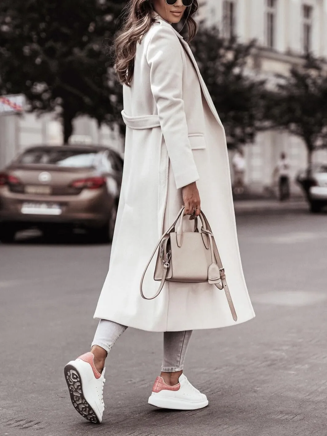CHARTOU Women's Wool Blend Wrap Coat Classic Tailored Collar Woolen Overcoat with Belt