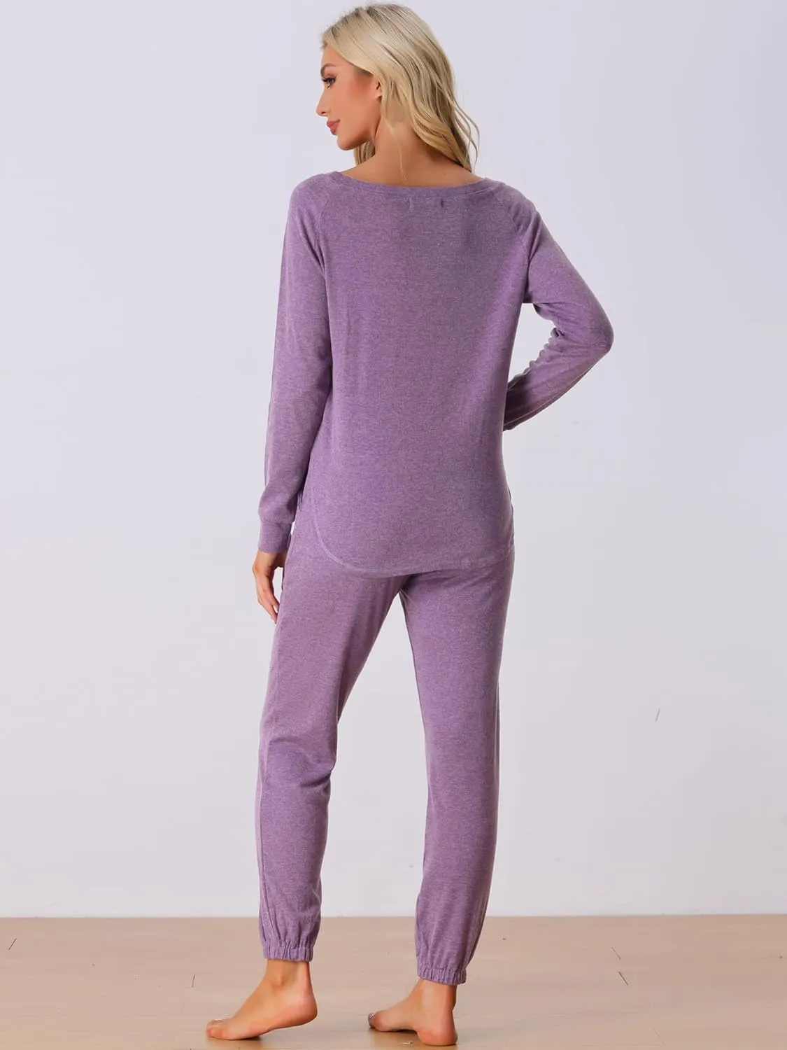 cheibear Womens Travel Sweatsuits 2 Piece Outfit Knit Fall Winter Long Sleeve Loungewear Set