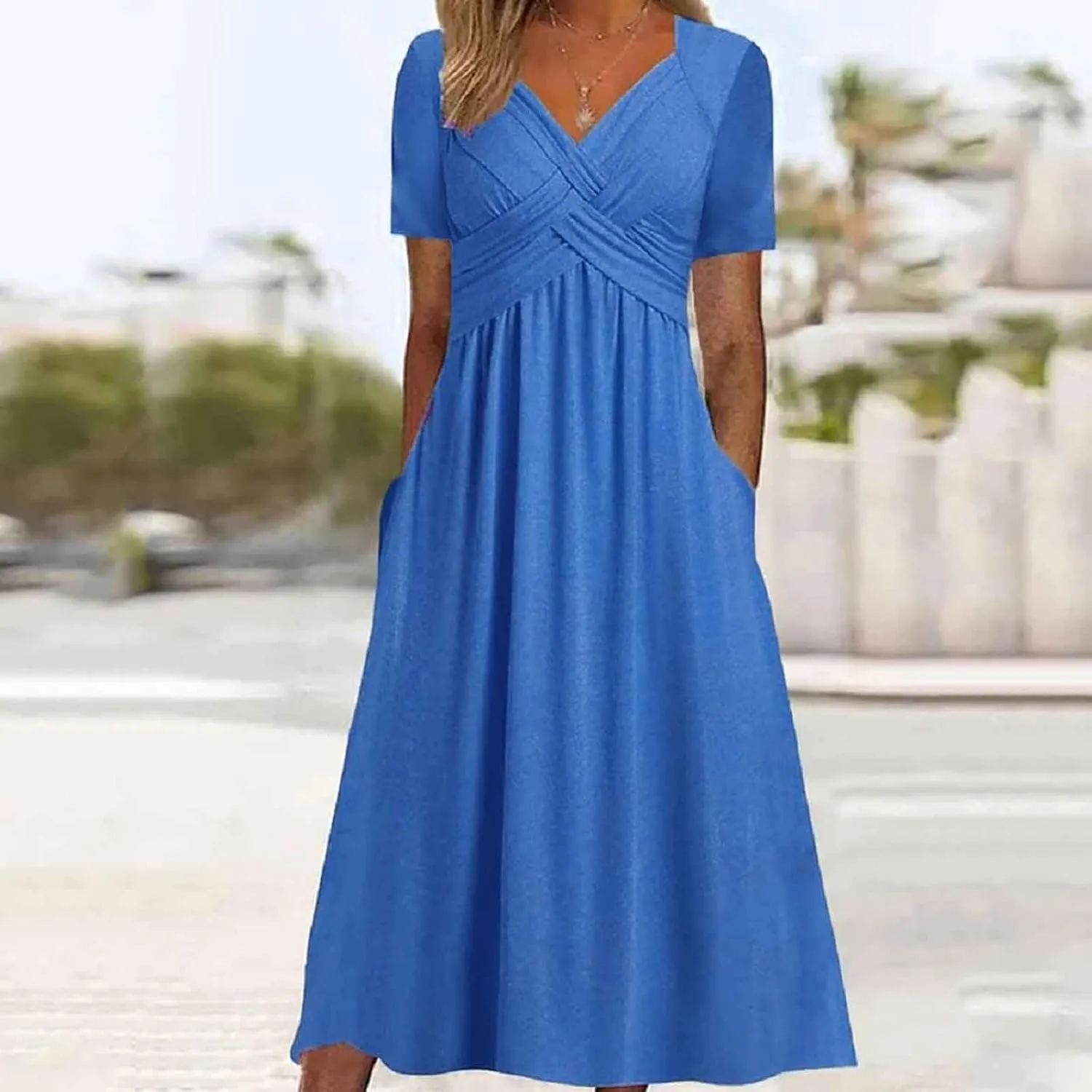 Church Dresses for Women Vacation Holiday Cross Front Cotton Linen Short Sleeve T Shirt Dress Prom Plus Size Summer Clothes