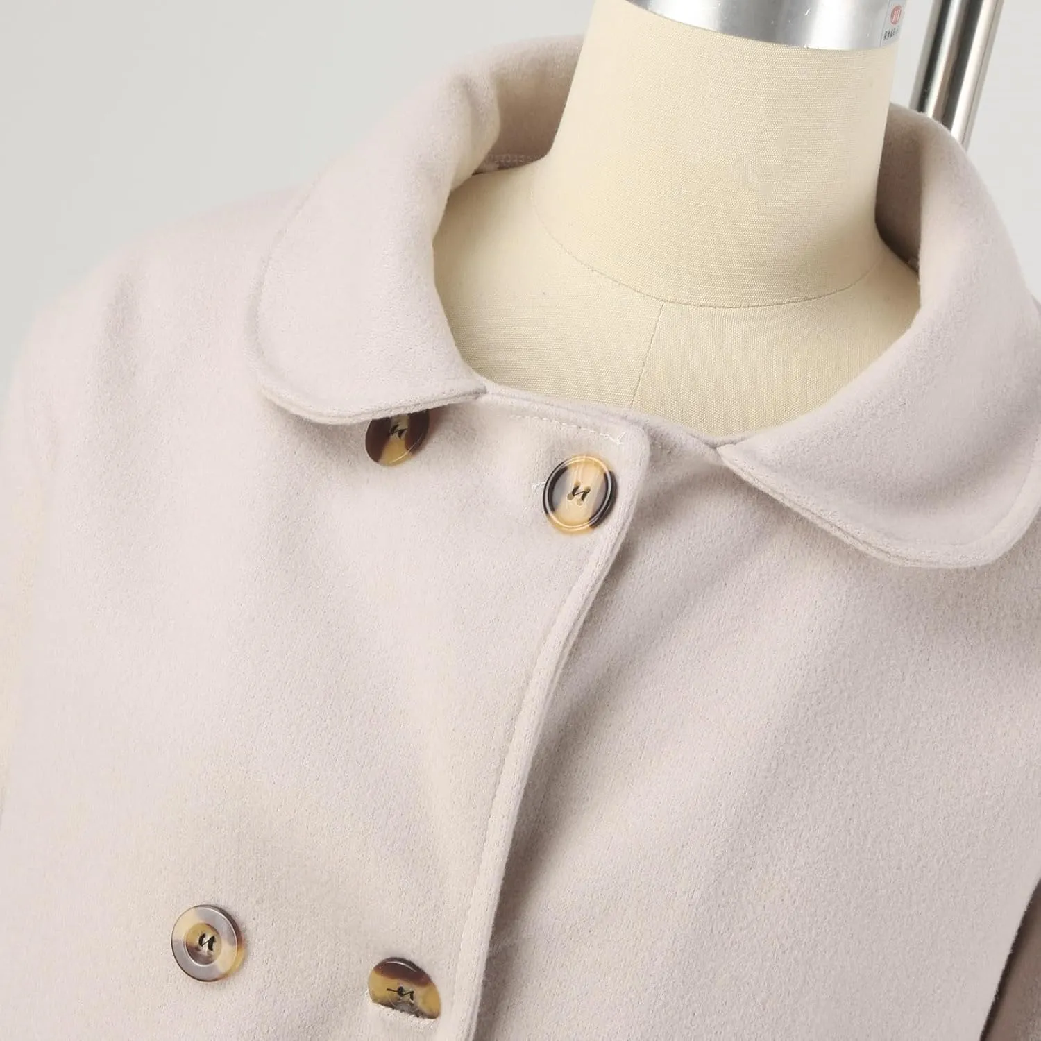 cooki Trench Coat for Women 2023 Women's Wool Trench Coats Warm Winter Pea Coat Double Breasted Mid-Long Lapel Fleece Jackets
