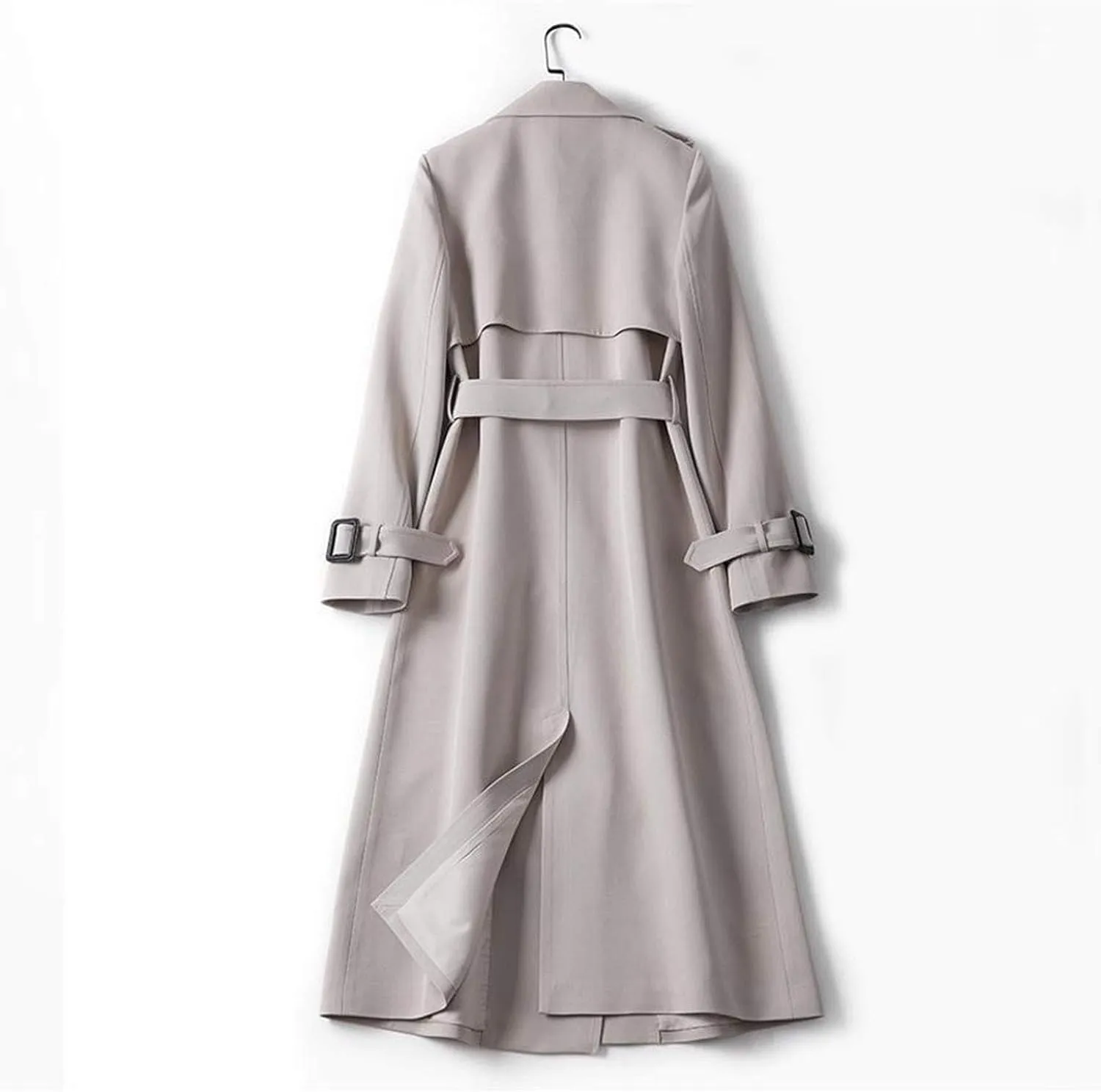 cooki Winter Coats for Women 2023 Mid-long Double Breasted Trench Coat Water Resistant Windbreaker Belted Lapel Overcoat