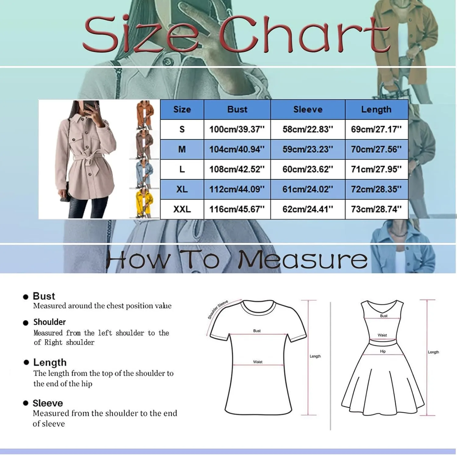 cooki Winter Coats for Women 2024 Women's Wool Blend Pea Coat Single Breasted Stand Collar Trench Coat with Belt Jacket