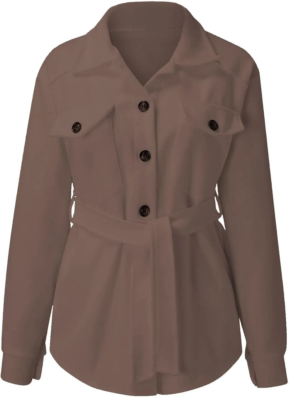 cooki Winter Coats for Women 2024 Women's Wool Blend Pea Coat Single Breasted Stand Collar Trench Coat with Belt Jacket