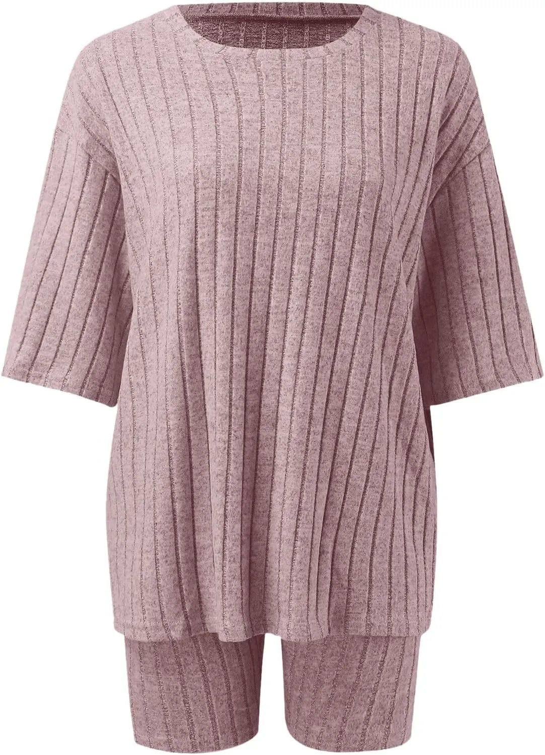 cooki Women's Pajama Sets Womens 2 Piece Lounge Sets Ribbed Knit Matching Outfits T-shirt Shorts Sleepwear Soft Loungewear