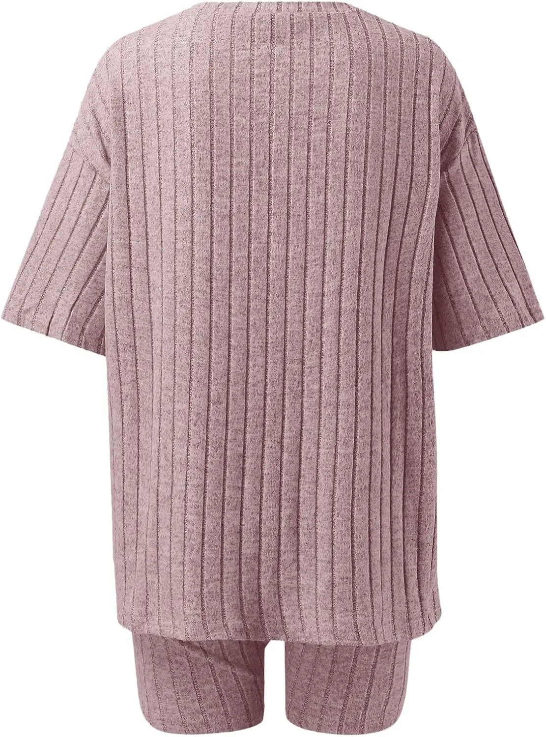 cooki Women's Pajama Sets Womens 2 Piece Lounge Sets Ribbed Knit Matching Outfits T-shirt Shorts Sleepwear Soft Loungewear