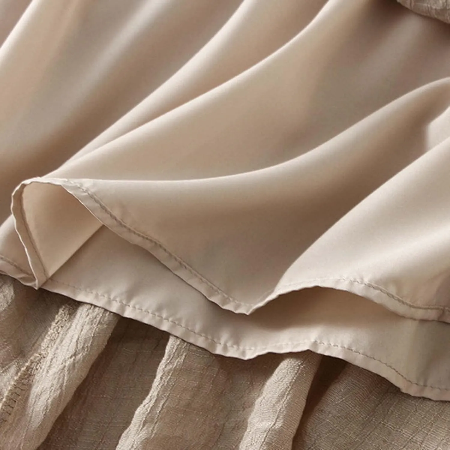 Cotton Linen Mini Skirt for Womens Summer Casual High Waisted Elastic Waist A-Line Swing Long Layered Pleated Skirts