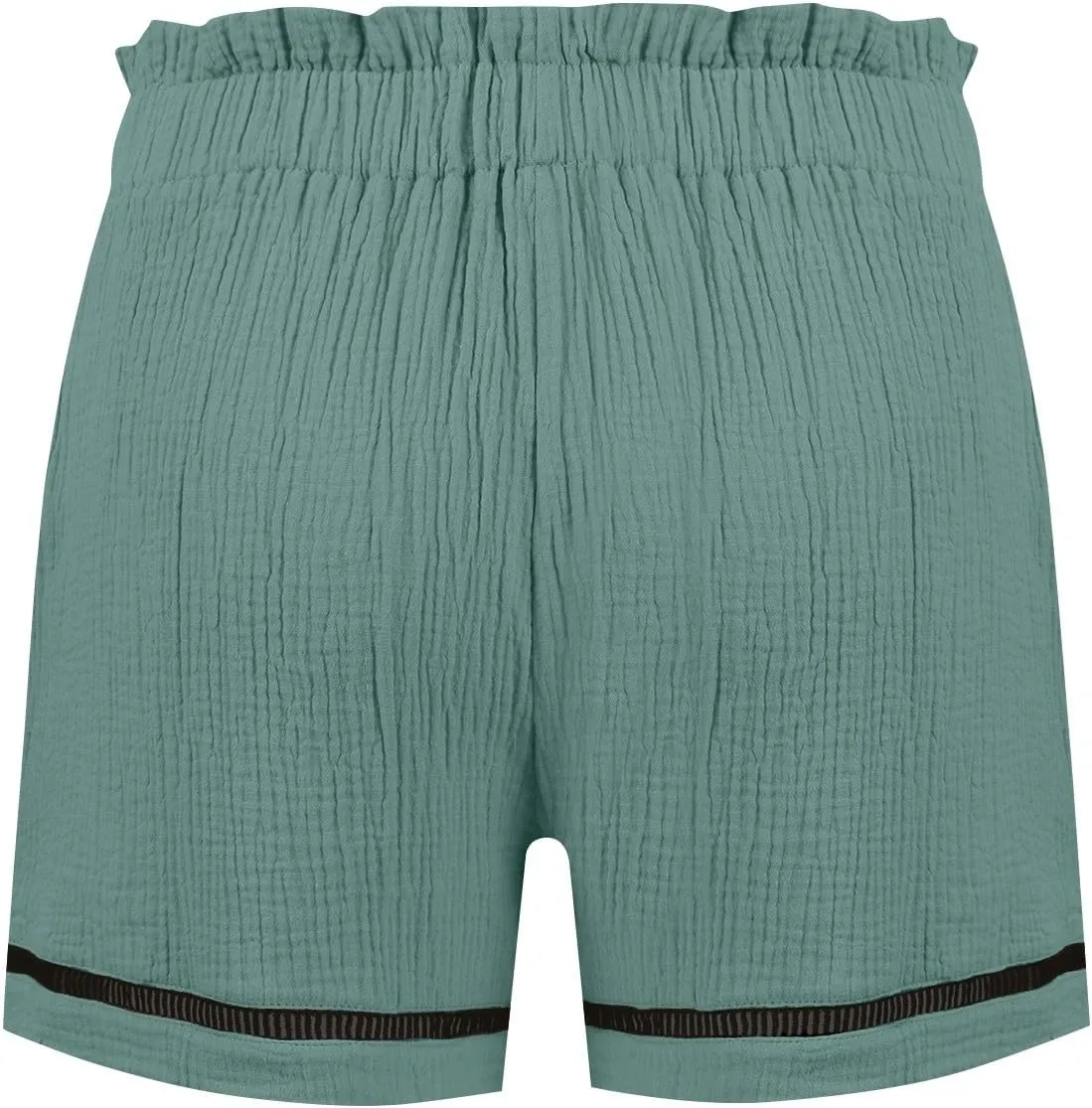 Cotton Linen Shorts for Women High Waisted Drawstring Wide Leg Summer Shorts with Pockets