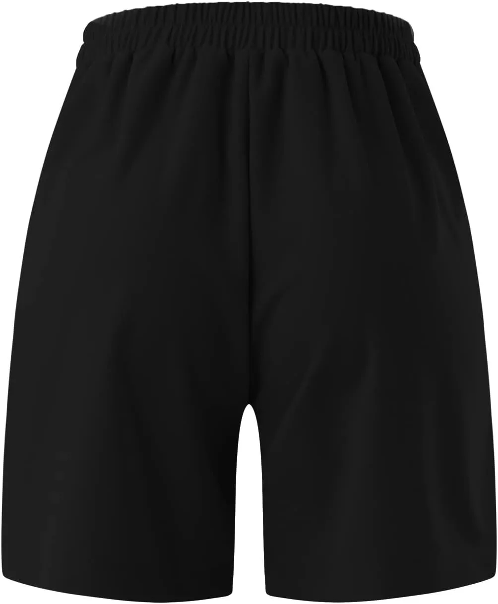 Cotton Linen Shorts for Women Summer Elastic High Waisted Wide Leg Casual Shorts Lightweight Breathable Pants with Pockets