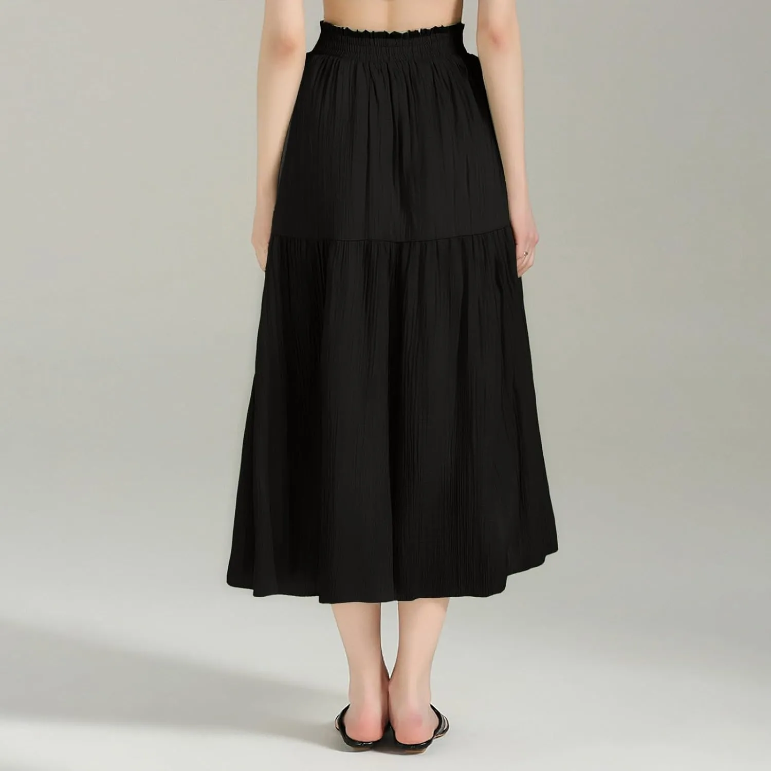 Cotton Maxi Skirt for Women High Waist Boho Flowy A-Line Long Summer Skirt