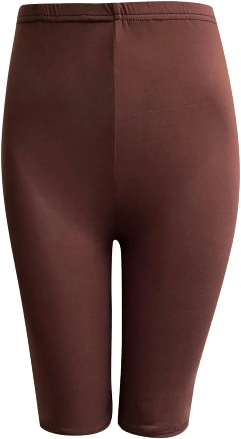DASAYO Womens Lounge Workout Shorts Bodycon Stretch Solid Knee Length Bike Shorts High Rise Workout Gym Legging Yoga Shorts