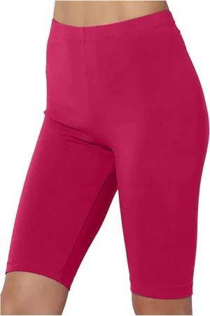 DASAYO Womens Lounge Workout Shorts Bodycon Stretch Solid Knee Length Bike Shorts High Rise Workout Gym Legging Yoga Shorts
