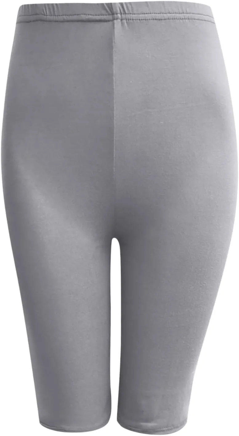 DASAYO Womens Lounge Workout Shorts Bodycon Stretch Solid Knee Length Bike Shorts High Rise Workout Gym Legging Yoga Shorts
