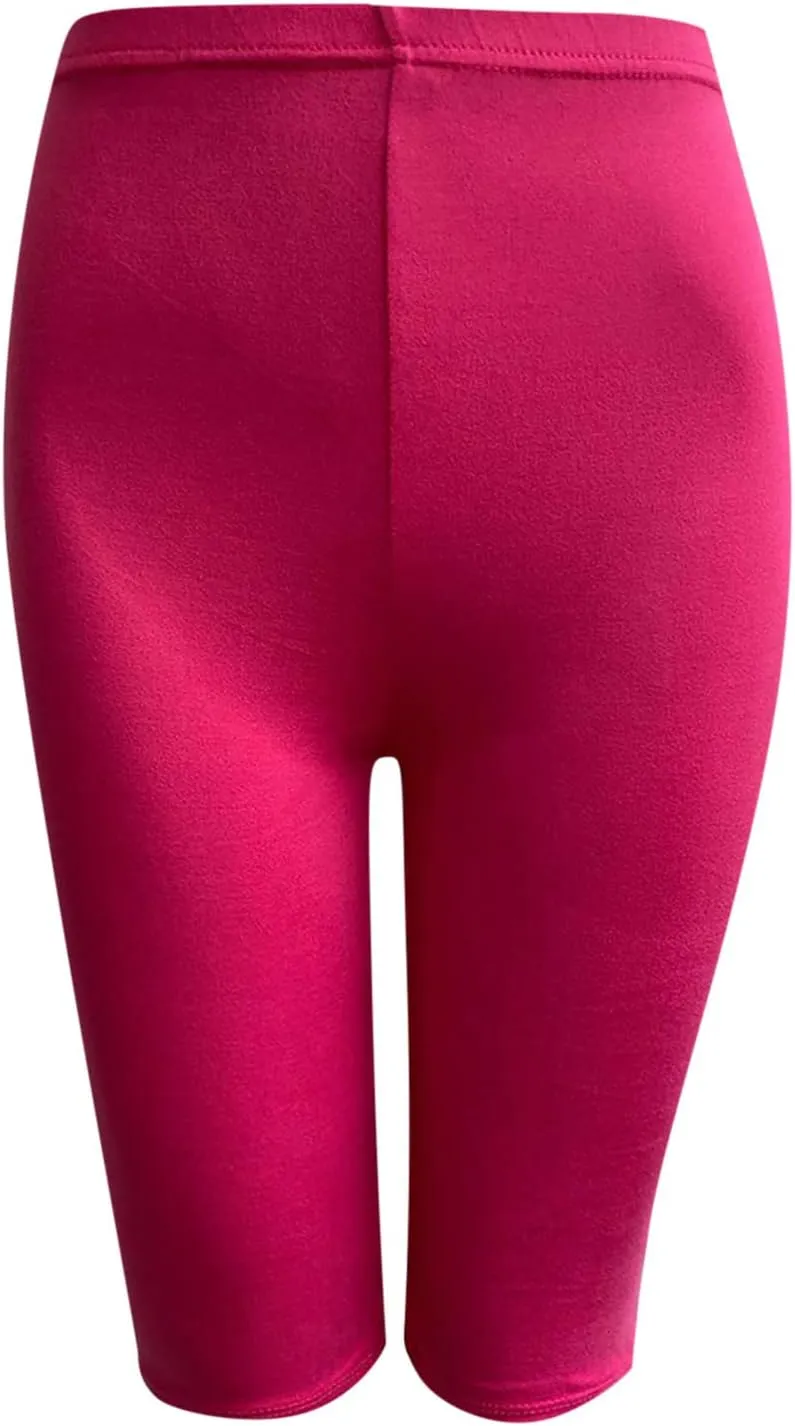 DASAYO Womens Lounge Workout Shorts Bodycon Stretch Solid Knee Length Bike Shorts High Rise Workout Gym Legging Yoga Shorts