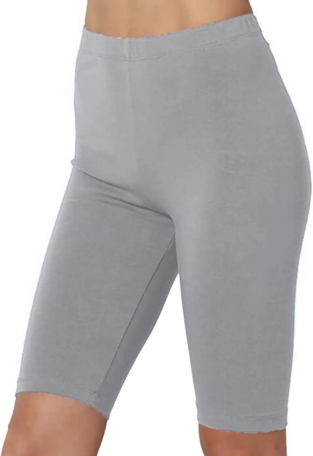 DASAYO Womens Lounge Workout Shorts Bodycon Stretch Solid Knee Length Bike Shorts High Rise Workout Gym Legging Yoga Shorts