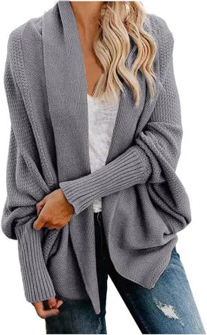 DDAPJ pyju Women's Cardigan Sweaters Oversized Chunky Knit Kimono Slouchy Wrap Open Front Fall Long Sleeve Outwear Coat
