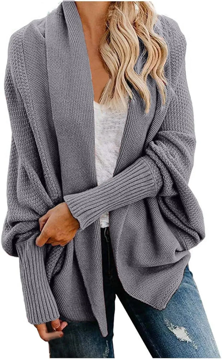 DDAPJ pyju Women's Cardigan Sweaters Oversized Chunky Knit Kimono Slouchy Wrap Open Front Fall Long Sleeve Outwear Coat